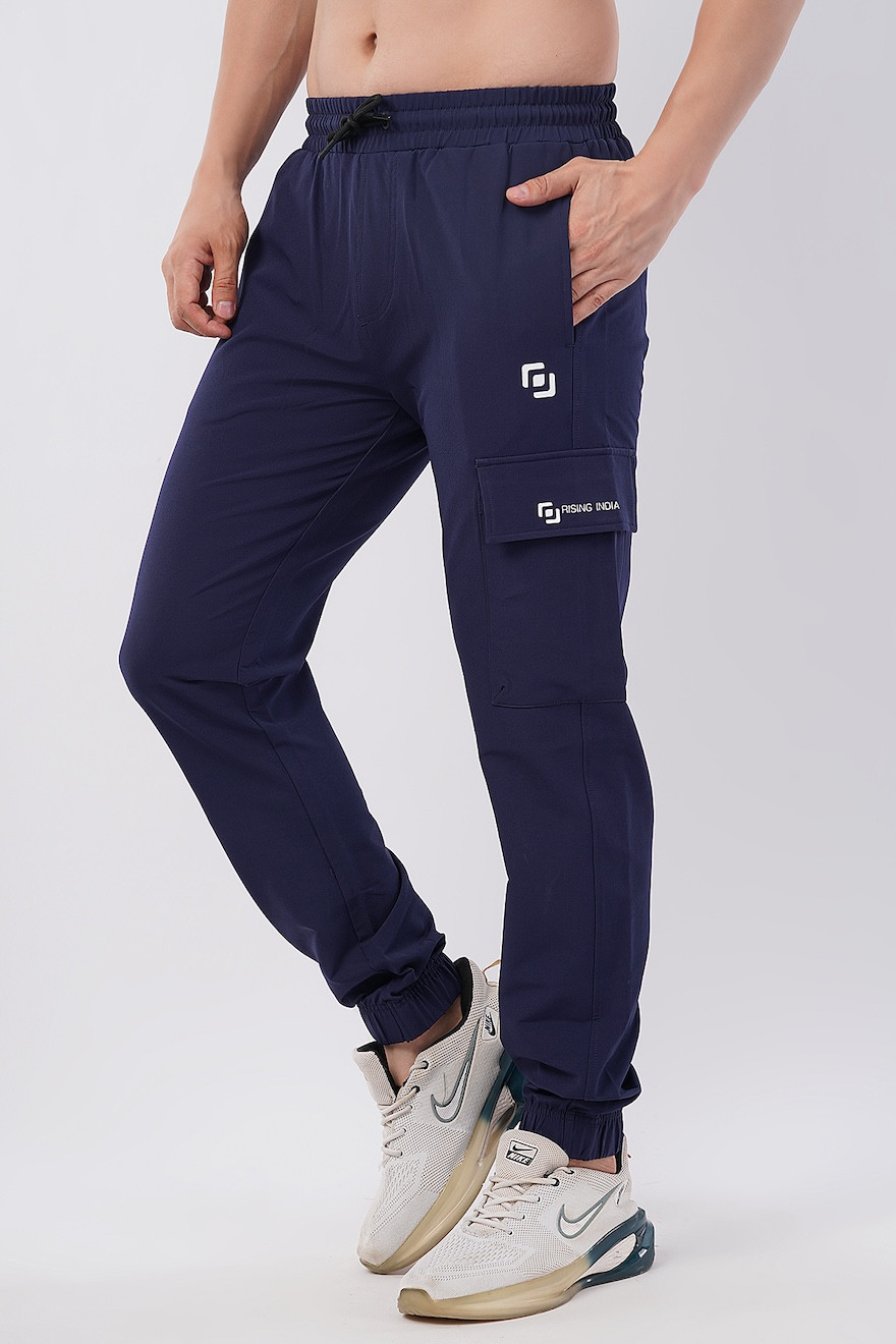 Mens Regular Wear | Flik Fit | Elastic Cuffs | Track Pants | Cargo Pants | Jogger | Comfortable | Men & Boys | Navy