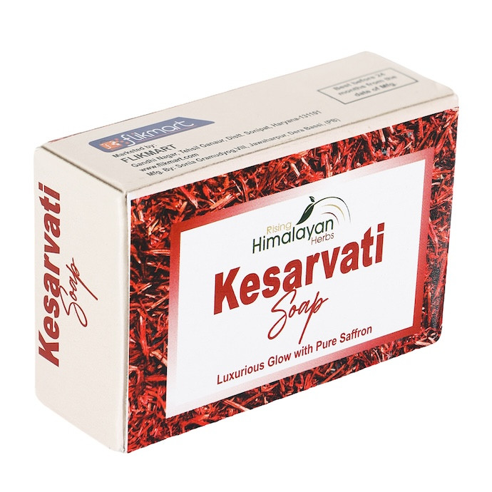 Kesarvati Bath Soap | Rising Himalayan Herbs | Luxurious Glow with Pure Saffron for Healthy Skin | For Men & Women, All Skin Types | 125 GM