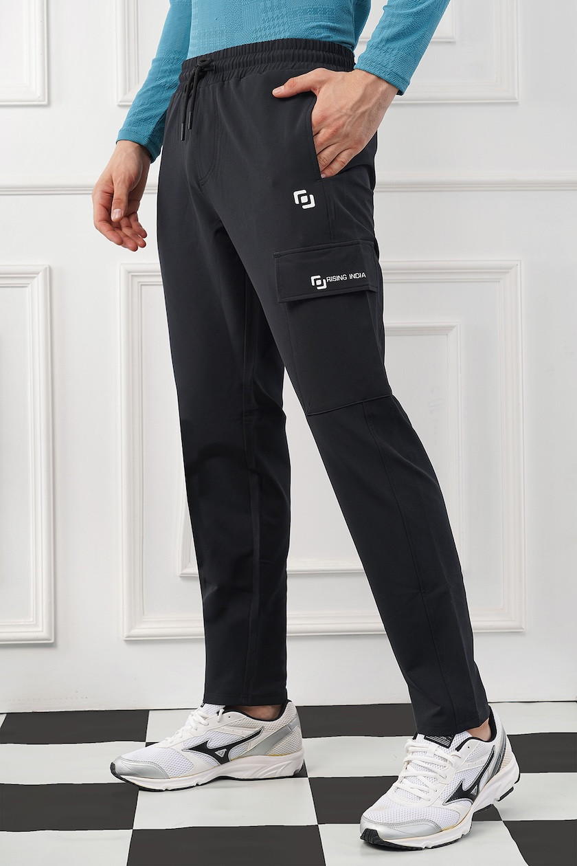 Mens Regular Wear | Flik Fit | Narrow Track Pants | Cargo Pants | Jogger | Comfortable | Men & Boys | Black