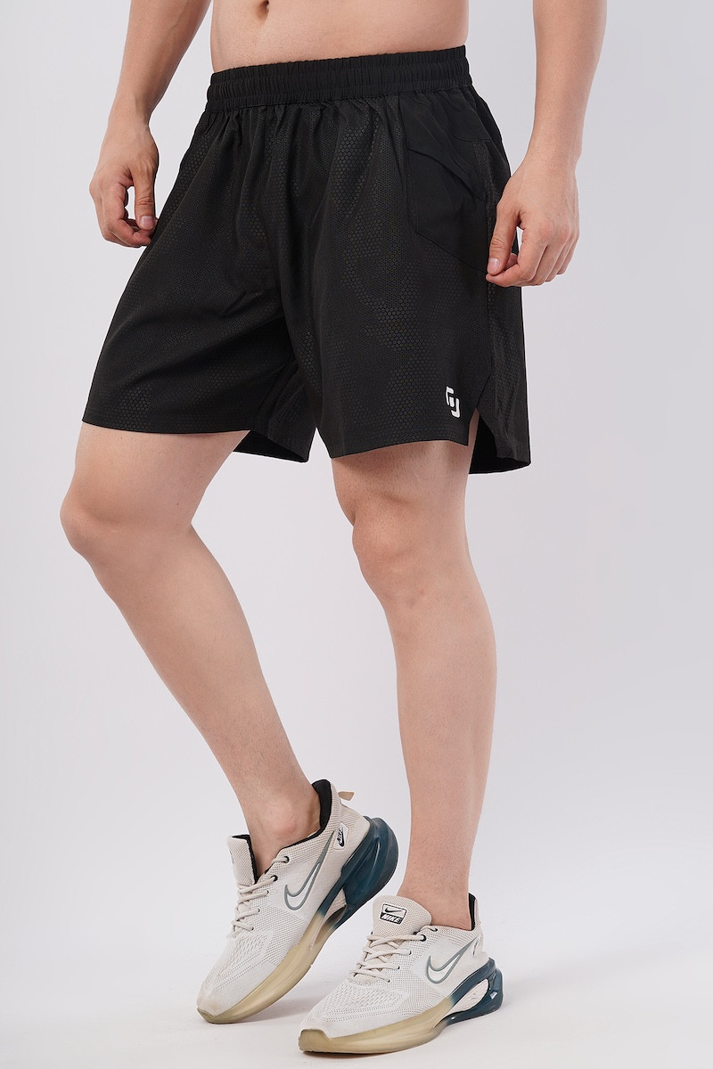 Circle Print All Day Graphic Training Shorts for Men & Boy | Gym, Running, Yoga & Sports | Light Weight & Comfort | Black