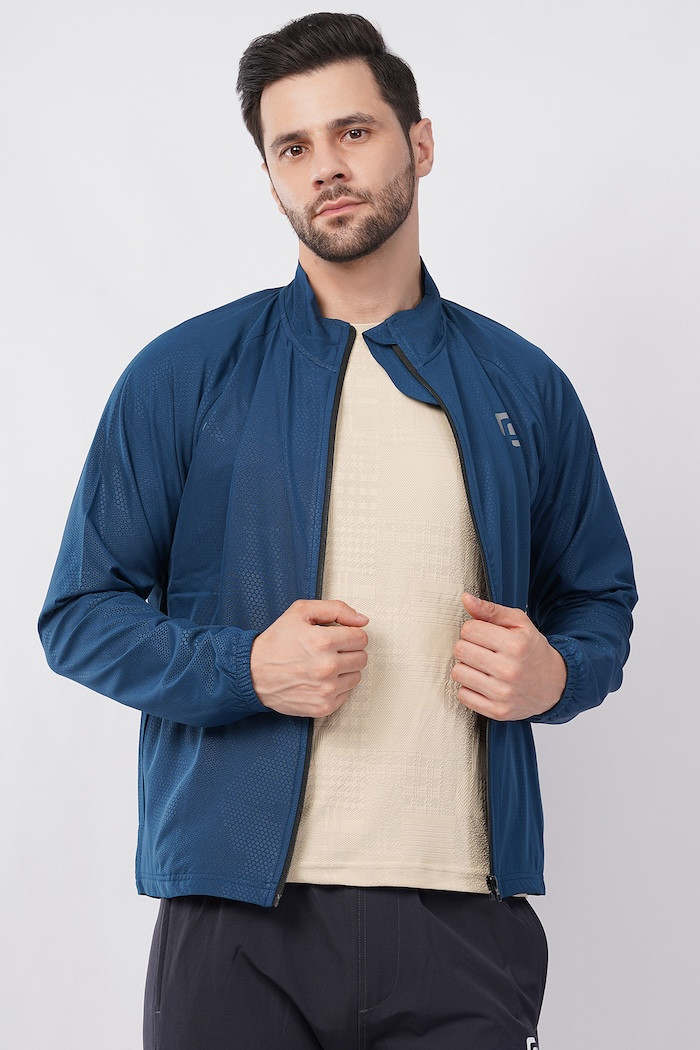 Sports Fit Men's Wear Full Sleeve Circle Print  Zip Closer Jacket | Gym Workout, Running, Hiking, Travelling & Casual Wear | Airforce