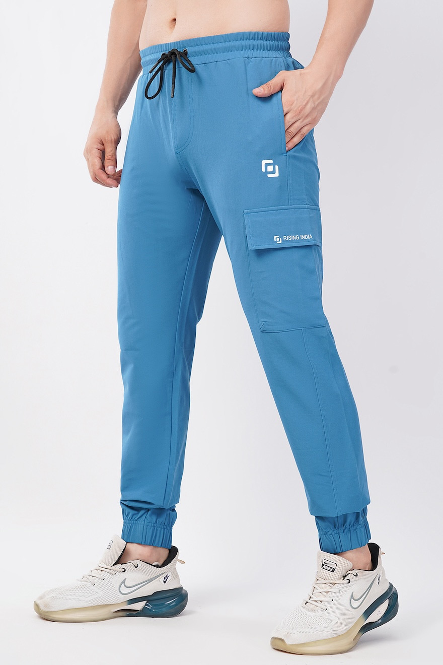 Mens Regular Wear | Flik Fit | Elastic Cuffs | Track Pants | Cargo Pants | Jogger | Comfortable | Men & Boys | Blue Airforce