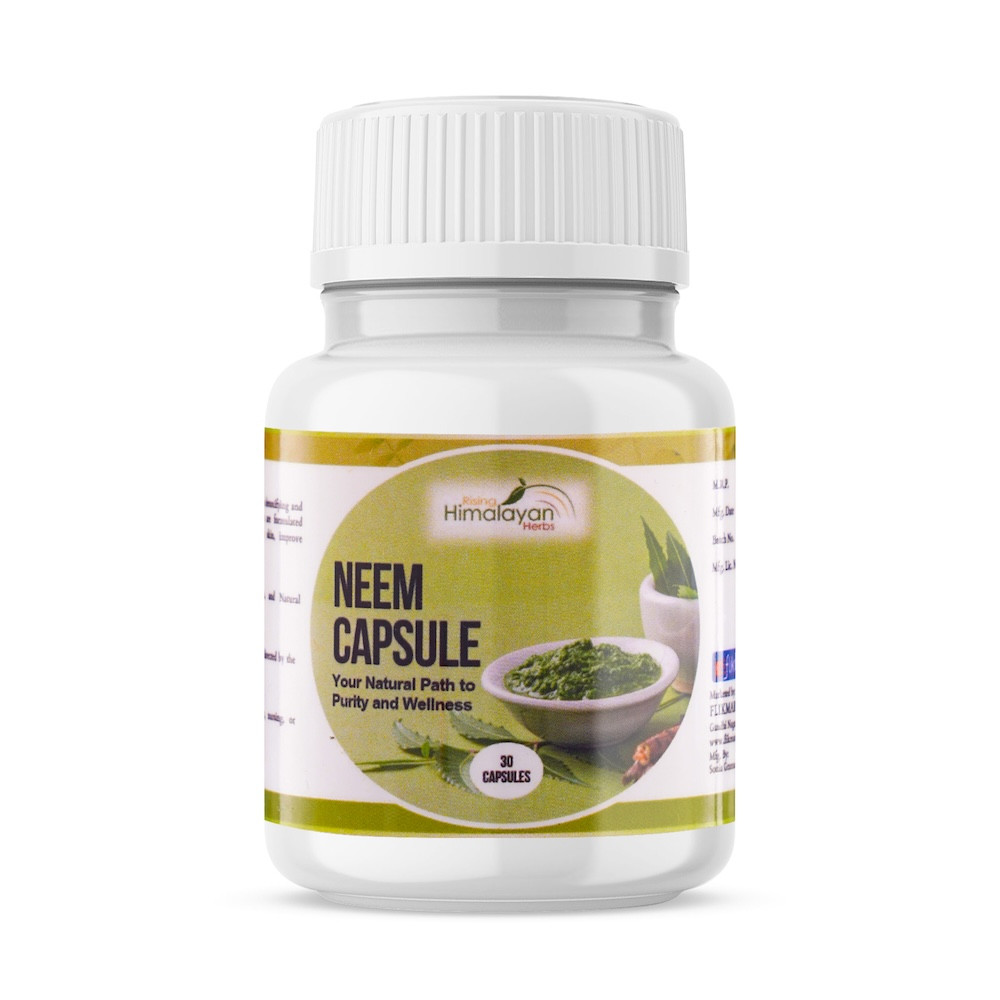 Neem Capsule | Natural Blood Purifier, Plant-Based Anti-Bacterial, Anti-Viral, With Immunity Boosting Properties | 100% Ayurvedic | Rising Himalayan Herbs