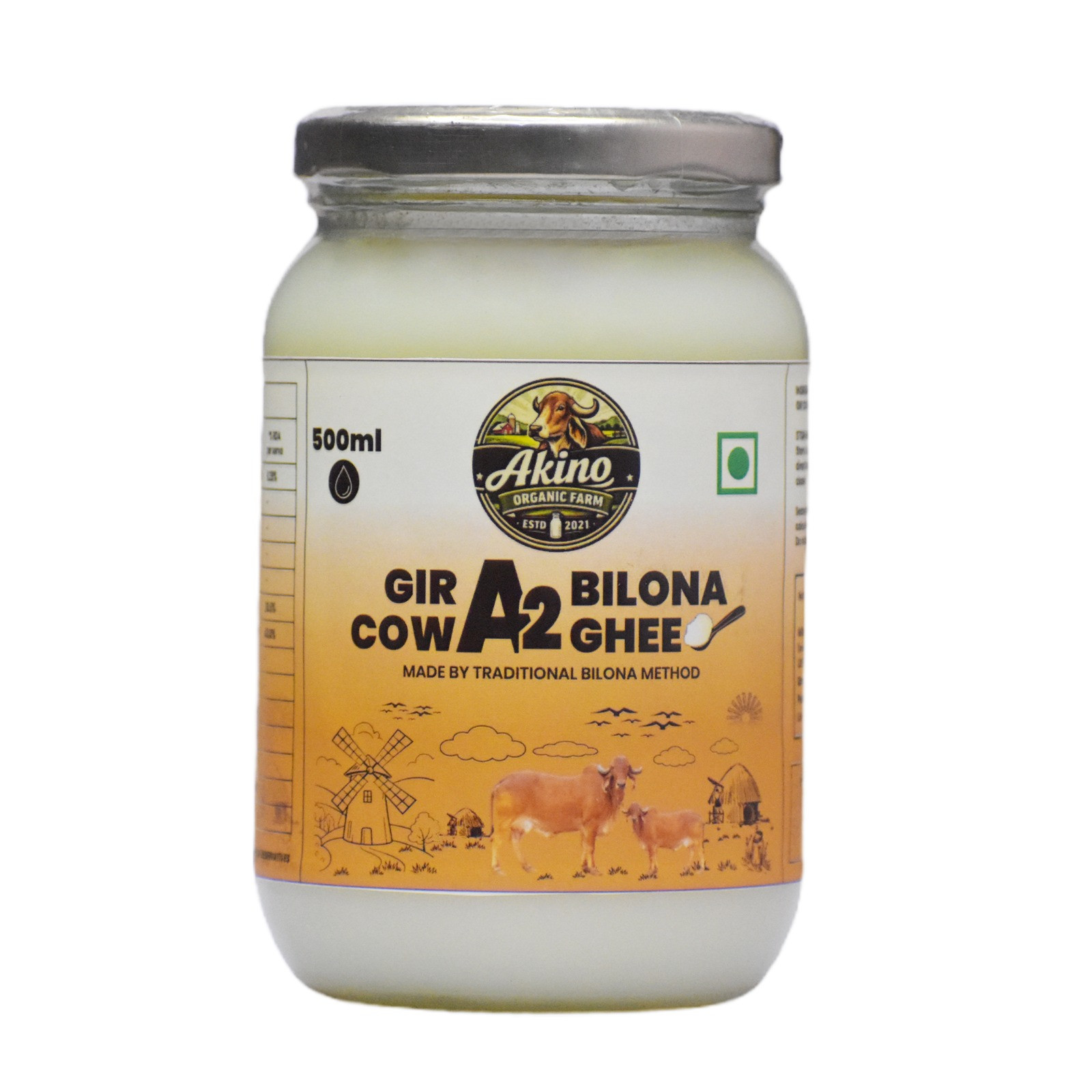 Gir A2 Bilona Cow Ghee 500ml | Traditional Bilona Method Desi Ghee | Pure Gir Cow A2 Ghee | Rich Aroma & Granular Texture | Natural & Chemical Free | Ideal for Cooking, Ayurveda & Daily Diet