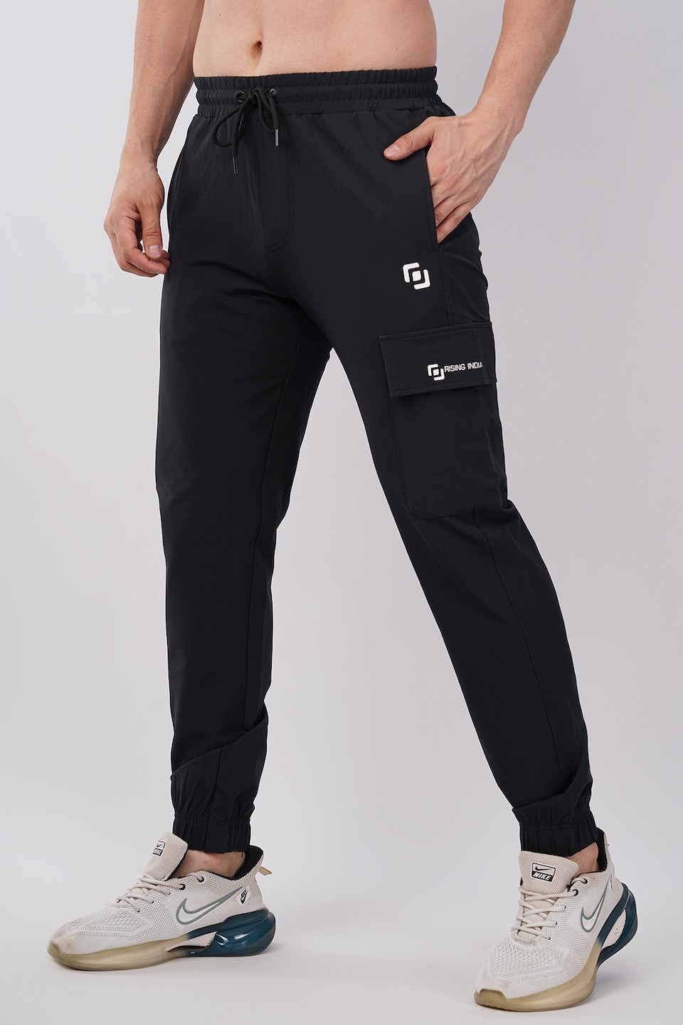 Mens Regular Wear | Flik Fit | Elastic Cuffs | Track Pants | Cargo Pants | Jogger | Comfortable | Men & Boys | Black